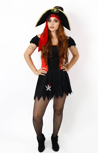 Pirata Helanca Vermelha e Preta Caveira 